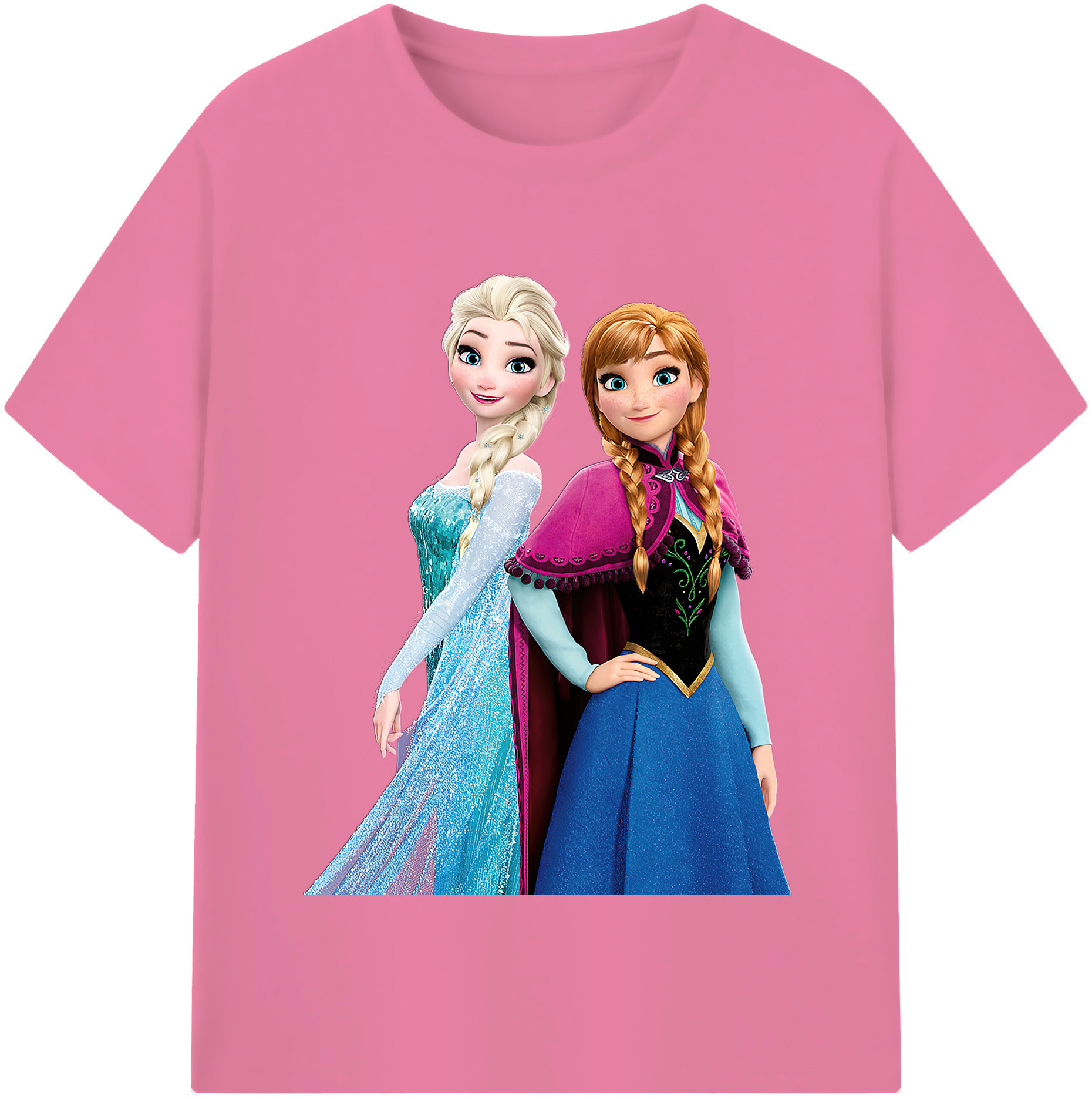 （画像用） アナと雪の女王 アンナ エルサ Frozen Anna Elsa 綿100％半袖Tシャツ（フロントプリント）